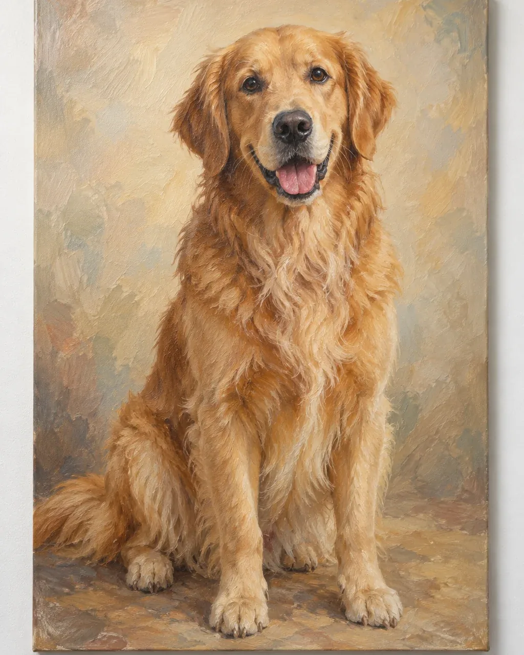 Hand-painted portrait of a golden retriever
