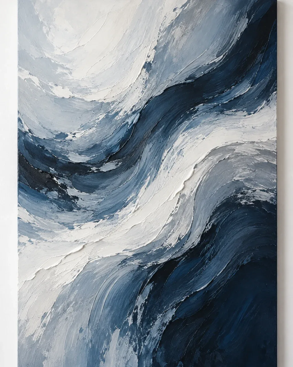 Original abstract of navy and white waves